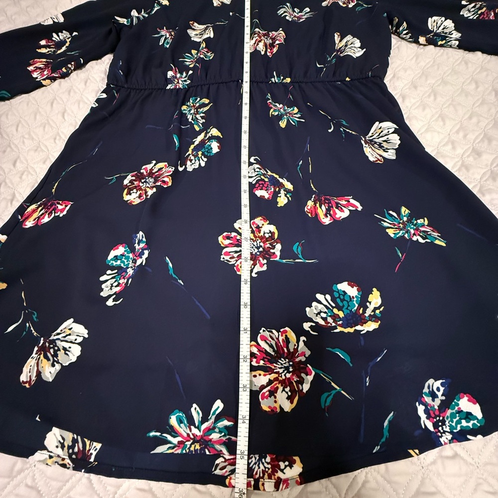 Maurices Navy Floral Long Sleeve Dress - Size XL - Picture 7 of 10